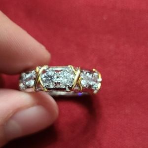 Crystal and silver tone ring